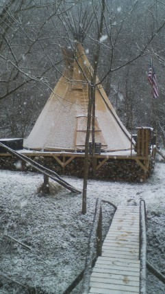 18' tipi in the snow